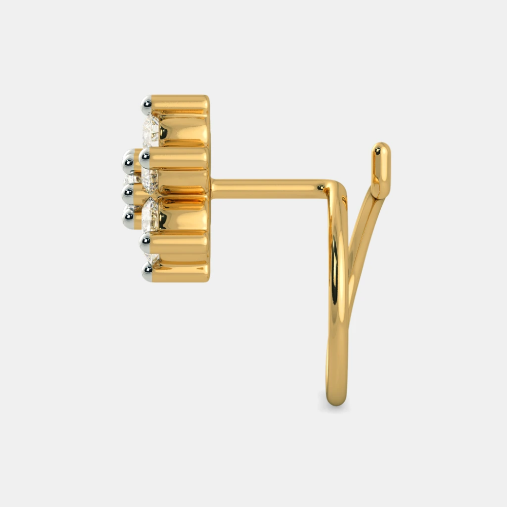 7 Stone Diamond Cut 18K Traditional Gold Nosepin (Round) - Image 3