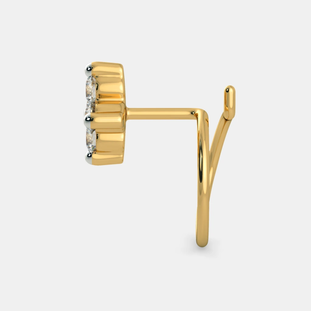 4 Stone Diamond Cut 18K Traditional Gold Nosepin (Round) - Image 3