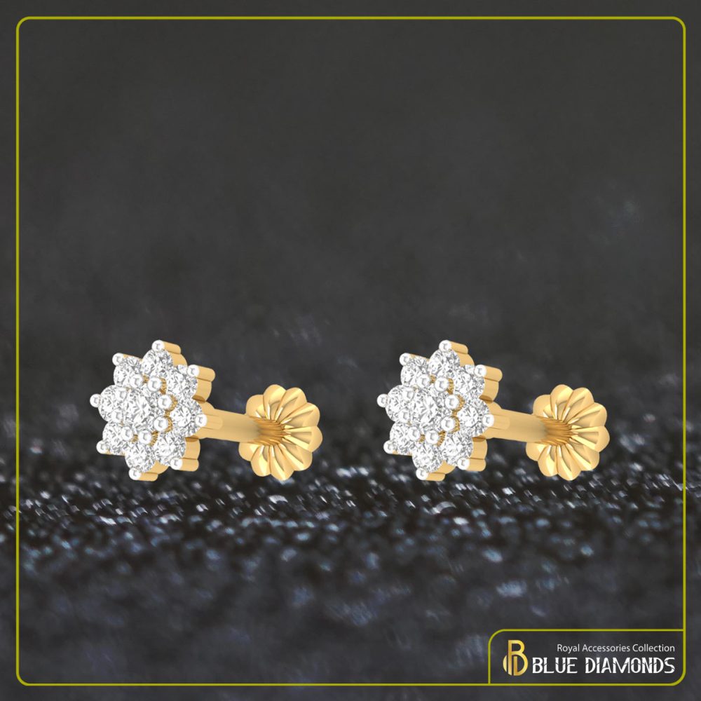 9 Stone Diamond Cut 18K Traditional Gold Nosepin Bundle (White 2pc)